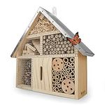 WILDLIFE FRIEND Insect Hotel - Pollinator House and Bug Condo for a Snug Home Outdoors - Garden Habitat for Bees, Ladybugs, and Butterflies - Natural Wood and Metal Construction - 7.5D x 25W x 28H cm