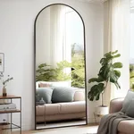 Rowjut Floor Full Length Mirror, Arched Mirrors Full Length 76"x34" Freestanding Large & with Aluminum Frame&Wall Mounted & Hanging or Leaning& Full Body Mirror for Bedroom, Black