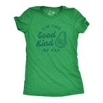 Womens I'm The Good Kind of Fat Tshirt Funny Avocado Booty Butt Health Fitness Graphic Tee (Heather Green) - L