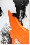 YPY Modern Abstract Canvas Wall Art: Grey Orange Hand Painted Oil Paintings for Wall Decorations, Minimalist Picture Print Poster Large Home Living Room Decor 16 x 24