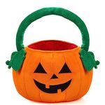 JOYIN Halloween Pumpkin Plush Tote Bucket Candy Trick or Treat Bag with Handle with Handle for Party Favor Supplies , Kids Gifts Bags