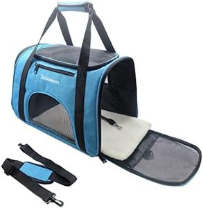 Tecageaon Soft Pet Carrier Cat Carrier Dog Carrier for Small Dogs Cats Kitten Dogs Puppies,Escape-Proof,Airline Approved for Travel ,Breathable,5 Mesh Windows (Medium, Blue)