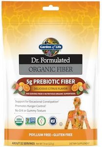Garden of Life Dr Formulated Organic Fiber Supplement Powder Citrus, Sugar Free, Psyllium Free Prebiotic Superfoods, Constipation Relief and Hunger Control for Men and Women, 32 Servings