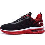 MAFEKE Mens Air Athletic Running Shoes Tennis Fashion Lightweight Breathable Walking Sneakers (Blackredred US 9 D(M)