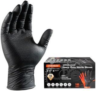 ANBOSON Heavy Duty 10 Mil Nitrile Disposable Gloves with Raised Diamond Texture, Latex-Free, Powder-Free, Extra Strong, Chemical Resistant, Durable for Mechanics, Industrial Work, Auto Repair, Large
