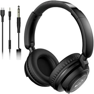 BeAttack Wired Over Ear Headphones Studio Monitor & Mixing DJ Stereo Headsets with 50mm Drivers and 1/4 to 3.5mm Jack for cellphone Type C AMP Computer Recording Podcast Keyboard Guitar Laptop - Black