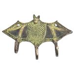 Indian-Shelf 6 Pieces Key Holder Bat Vintage Brass Decorative Wall Hooks for Hanging Unique Coat Rack Wall Mount Antique Towel Hangers Multicolor