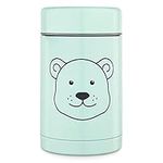 Navaris Kids Stainless Steel Food Flask - 500ml Vacuum Insulated Jar with Cute Bear Design - for Hot or Cold Food, Lunch, School, Soup - Mint Green