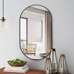 COFENY Oval Mirror, 22"x38" Black Bathroom Mirror with Metal Frame, Wall Mount Mirrors Decor for Bedroom Living Room、Entryway Hangs Horizontal or Vertical