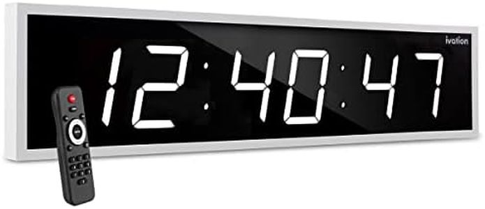 Ivation Huge 72" Inch Large Big Oversized Digital LED Clock with Stopwatch, Alarms, Countdown Timer & Temp - Shelf or Wall Mount (White) | 6-Level Brightness, Mounting Holes & Hardware