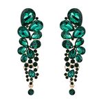 EVER FAITH Women's Austrian Crystal Wedding Water Drop Clip-on Dangle Earrings Emerald Green