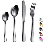 Black Cutlery Set 24 Pieces,Kyraton Titanium Black Plated Stainless Steel Tableware Set,Stainless Steel Flatware Set,Stainless Steel Flatware Silverware Sets,Dishwasher Safe.