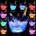 Umigy 10 Pcs LED Ice Buckets 2L Clear Plastic Beer Buckets LED Light Beer Buckets RGB Colors Changing Cooler Bucket Plastic Ice Bucket with Stand Ice Container for Party Home Bar KTV Clubs