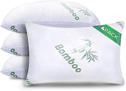 Memory Foam Pillows Queen Size Set of 4 - Cooling Bed Pillows for Sleeping - Back, Stomach, Side Sleeper Firm Pillow - Comfy Cool Shredded Memory Foam 4 Pack Queen Rayon Derived from Bamboo Pillows