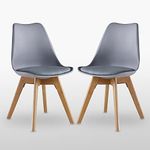 Life Interiors Lorenzo Retro Dining Chair 2-Piece Set, Grey