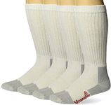 Wrangler Men's Riggs Workwear Over The Calf Work Boot Socks 4 Pair Pack, White/Grey, Large, White/Grey, Large