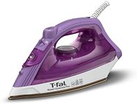 T-fal Steam Essential Plus Ceramic Soleplate Steam Iron for Clothes Eco-Friendly with Steam Trigger 1200 Watts Ironing, Programmable Steaming FV1955Q1, Purple