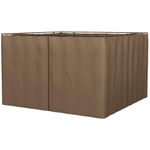 Outsunny Gazebo Curtains, 10' x 10' Outdoor Universal Replacement Privacy Curtain, 4-Panels Sidewall with Zipper Doors, Hooks/C-Rings for Patio, Only Curtains, Brown