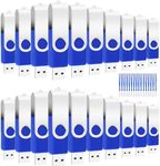 EASTBULL USB 8GB Bulk Flash Drives 50 Pack, USB 2.0 Swivel Thumb Drives Pack Metal USB Drives Fold Storage (Blue)