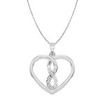 CLARA 925 Sterling Silver Infinity Heart Pendant Chain Necklace | Rhodium Plated, Swiss Zirconia | Gift for Women and Girls