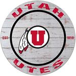 KH Sports Fan 20"x20" Classic Weathered Circle Sign, 20x20 Inches, Decor for Dorm, Bedroom, Fan Cave, Living Room Display Your Team Spirit with This Unique Utah Running Utes Wall Art, Multicolor