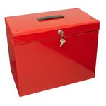 Cathedral Products A4 Steel File Box with Starter Pack of 5 Suspension Files - Red