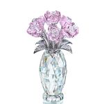 H&D HYALINE & DORA Pink Crystal Rose Flower Figurine,Glass Rose Flowers Gifts for Women,Crystal Rose Flower Collectible for Christmas Wedding Decor