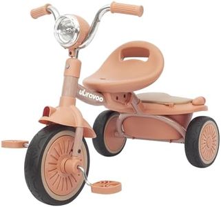 UBRAVOO Baby Tricycle, Foldable Toddler Trike with Pedals, Cool Lights, Durable Wheels and Comfortable Seat, Baby First Walker Trike for 1-5 Years Old Girls, Boys (Pink Black)