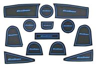 Car Drome Door Cup Mats | Compatible with Ford Ecosports for Model Year from 2016 to 2017 | All New Decorative Sporty Interior Car Accessories | Set of 13 Pieces | Blue Trim