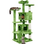 Yaheetech 54in Cat Tree, Cat Tower with Large Cat Condo Sisal Scratching Posts and Dangling Balls, Cat Furniture for Pets Kitten, Green