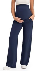 G4Free Maternity Dress Pants Clothes Yoga Pants Over The Belly Cozy Lounge Work Pants High Waist Fall Trousers Outfit (Royal Blue,XL,28")