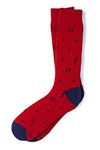 Men's Hipster Designer Music To My Toes Musical Notes Crew Dress Socks (Red)