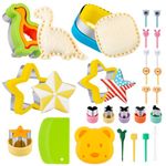 Sandwich Cutter for Kids 26 Pcs, Nifogo Star Cookie Cutters and Sealer Set, Bread Biscuit Vegetable Fruit Cutters for Baking with Food Picks Square Dinosaur Shape