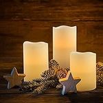 VETOUR Led Candles Flameless Candles, 4"/5"/6" Set of 3 Flameless Flickering Candles Battery Operated with 24 Hour Timer and 10 Key Remote Control, Ivory Real Wax Moving Wick Candles