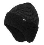 Wmcaps Winter Beanie for Men with Earflaps，Unisex Thick Warm Knit Hat with Ear Flaps，Fleece Lined Woolly Hats for Outdoor Activity-Dark Grey