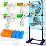 QCTOYS Moving Shooting Games for Kids Age 5 6 7 8 9 10 Shooting Toys with 2 Popper Guns 18 Foam Balls Birthday Halloween Stocking Fillers Boys Gifts