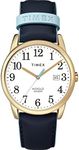 Timex Women's Easy Reader Date Leather Strap 38mm Watch, Blue/Gold, Classic