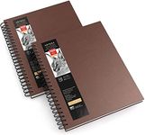 Arteza Sketch Book 2-Pack, 9x12 Inches, 200 Sheets Total, 100 Sheets Each Drawing Pad, 68 lb 100 GSM, Hardcover Drawing Book, Spiral-Bound Sketch Pads for Pencils, Charcoal, Pens, and Other Dry Media