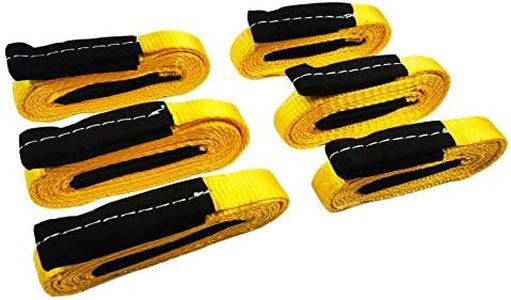 6 Pcs Lift Sling Straps 1" x8' Heavy Duty Lifting Sling Web Town Strap with 2 Reinforced Loops,5000lbs Break Strength,Wear Guard End