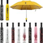 STOCKZONE Ultra Light Compact And Folding Umbrella With Wine Bottle Cover Waterproof/Mini Portable Umbrella Protection And Rain, Stylish Printed Bottle Umbrella (Multi color)