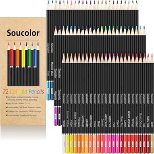 Soucolor 72-Color Colored Pencils for Adult Coloring Books, Back to School Supplies, Soft Core, Artist Drawing Sketching Pencils Set, Art Supplies Kit Gifts for Kids Teens Beginners Blending Shading