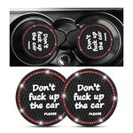 2 Pack Bling Car Coasters for Cup Holder, Crystal Rhinestone 2.75 in Cup Holder Coaster, Silicone Anti-Slip Insert Cup Mats for Women, Interior Accessories Universal for Most Cars (Black/Red)