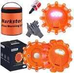 Markstor 3 Pack of LED Emergency Car Kit Flashing Warning Lights Roadside Security For Vehicle Truck Boats With Hook, Amber Safety Flares Warning Lights Disc Magnet (Battery Not Included)