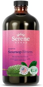 Serene Herbs Soursop Bitters Liquid - Organic Herbal Sour Sop Guanabana with Black Seed, Moringa, Irish Moss & Ginger – Gut Support, Energy & Immune Boost – Vegan, Non-GMO – Mixed Berry Flavor – 16 oz