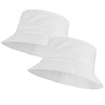 Umeepar Unisex 2 Pack Cotton Bucket Hat Packable Sun Hat for Men Women, 2 Pack White, One Size