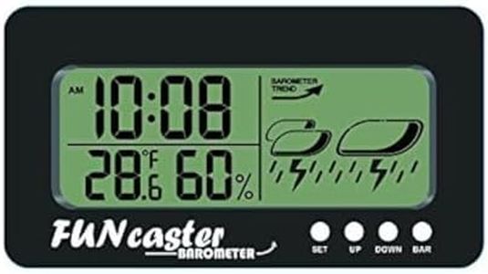 FUNcaster Barometer Golf Cart Ambient Weather Clock Boat Office Home w Time Temperature Humidity and Weather Forecast in Large Easy to See Size AAA Batteries Included