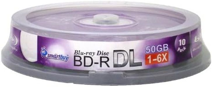 Smart Buy 10 Pack Bd-r Dl 50gb 6X Blu-ray Double Layer Recordable Disc Blank Logo Data Video Media 10-Discs Spindle