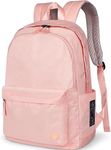 HAMUNI School Backpack Girls Boys College Rucksack Unisex Classic Lightweight Casual Daypack College Travel Business Work Bag for Men Women fits 15.6 Inch Laptop (Pink)