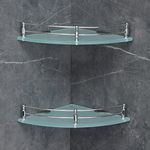 FORTUNE Glass Corner Shelf/Bathroom Shelf/Multipurpose Shelf/Living Room Corner Shelf/Wall Mount Bathroom Shelves (Frosted) (12 x 12 Inch) - (Pack of 2)