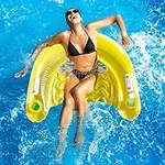 ALLADINBOX Inflatable Float Lounge, Pool Floating Chair, with 2 Drink Holders and 2 Handles, Perfect for The Swimming Pool & Beach, Yellow